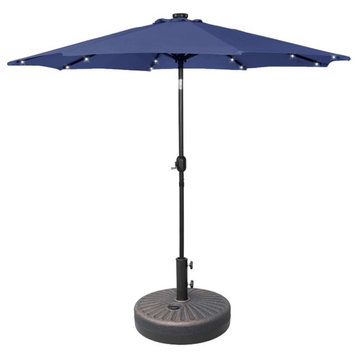 Westlake 9 Ft Solar LED Patio Umbrella with Bronze Round Base Included