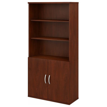 Studio C 5 Shelf Bookcase with Doors in Hansen Cherry - Engineered Wood