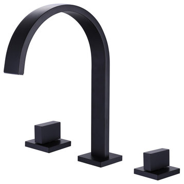 RBROHANT Waterfall Faucet Bathroom with 2 Handle(s) Not Included Drain, Matte Black