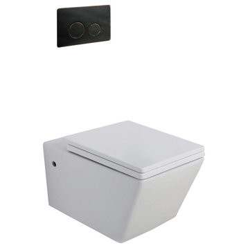 In-Wall Toilet Set, 2"x4" Carrier and Tank, Bronze Round Metal Actuators