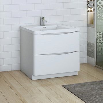 Fresca Tuscany 36" Gloss White Cabinet With Integrated Sink