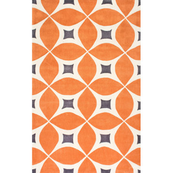 Hand-Tufted Gabriela Area Rug, Deep Orange, 7'6"x9'6"