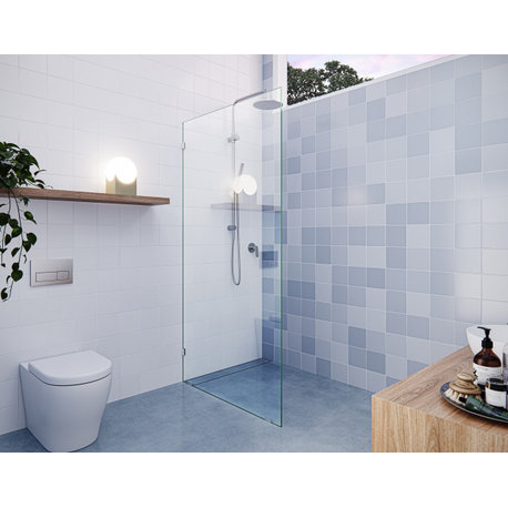 78"x40" Frameless Shower Door Single Fixed Panel, Brushed Nickel