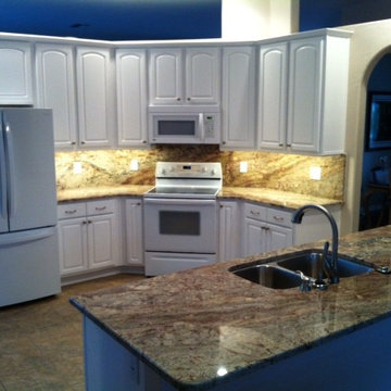 Cabinet Refacing Done in Maple and Painted in Classic White