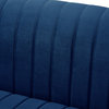 Jordan Velvet Tuxedo Loveseat With Stainless Steel Legs, Navy Blue/Chrome