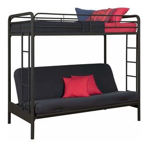 Twin Over Full Futon Bunk Bed Sleeper Sofa In Black Metal