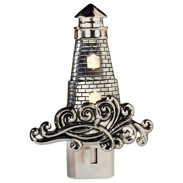 Silver Lighthouse Coastal Electric 7 Watt Night Light Replaceable Bulb