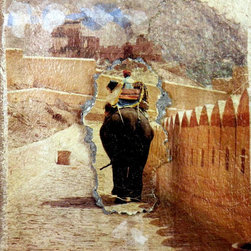 Mahout and his Elephant Amber Fort Jaipur India - Paintings