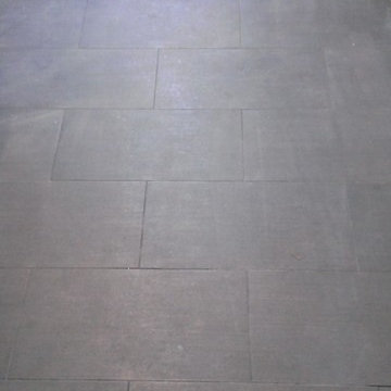 MASTER BATHROOM - Large Wave Tile Shower / Penny Tile Wainscot / Ikea Cabinets