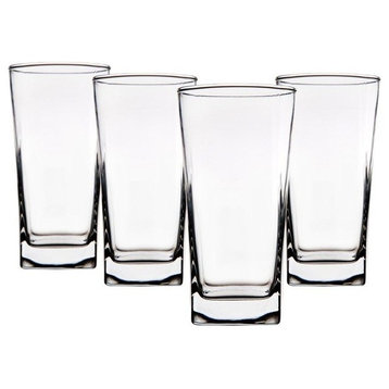 Home Essentials Red Series 16 Oz. Square Highball Glasses Cups, Set of 8
