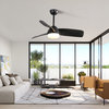 42" Decorative Led Light Black Ceiling Fan With Remote Control, Black
