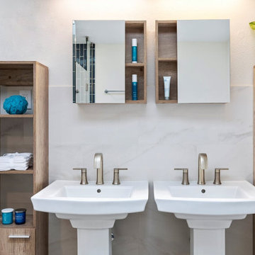 Slate Blue Skirted Tub Bathroom