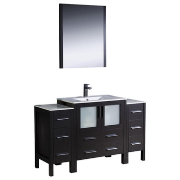 Fresca Torino 54" Espresso Modern Vanity, 2 Side Cabinets and Integrated Sink