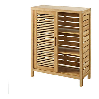 Bathroom Linen Storage Floor Cabinet Mahe Bamboo - Wood