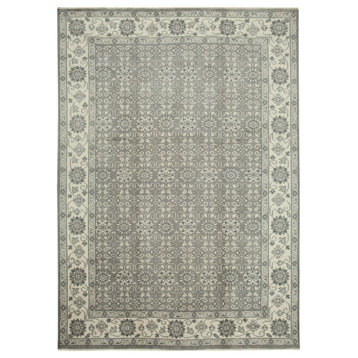 Rug N Carpet - Handmade Oriental 9' 9" x 13' 9" Pastel Grey Oushak Rug