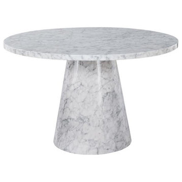 Best Master Serenity White/Gray Faux Marble Round Dining Table