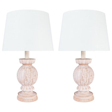 40226-12, Two Pack - 18 3/4" Poly & Metal Table Lamp, Antique White Finish
