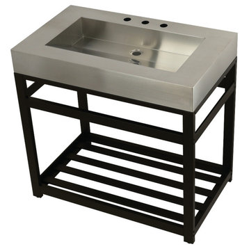 KVSP3722A5 37" Sink With Steel Console Sink Base, Brushed/Oil Rubbed Bronze