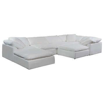 Pemberly Row 7-Piece Fabric Slipcovered Modular Sectional in White