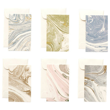 Luxe Marbelized Paper Gift Note Cards | 12-Piece Set  Envelopes Small Marbled En