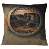 Brown Fantasy Landscape with Frame Photography Throw Pillow, 18"x18"