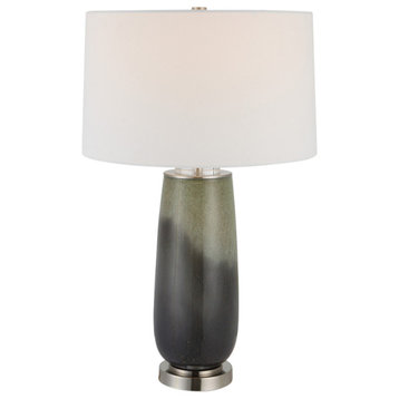 Contemporary Green Gray Blue Ombre Table Lamp 28 in Art Glass Elegant White