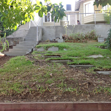 Concrete Patio, Stairs & Wall; Wood Planter Box