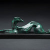 GRACIE, GREEN   tabletop sculpture of a greyhound or whippet dog