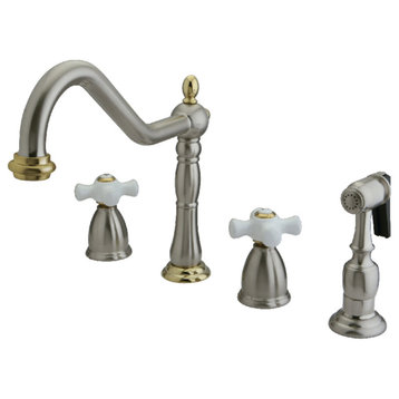 Kingston Brass KB179.PXBS Heritage 1.8 GPM Widespread Kitchen - Brushed