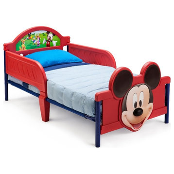 Delta Children Mickey Mouse Plastic Toddler Bed in Multi-Color