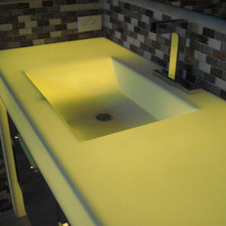 Corian "Cabinet" Vanity Top and Sink Using the Color Lime Ice - Vanity Tops And Side Splashes