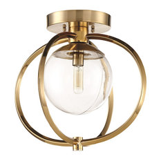Craftmade Piltz 1 Light Semiflush, Satin Brass w/Clear Glass