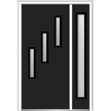 Clear 3-Lite Vertical Fiberglass Door With Sidelite, 51"x81.75", LH Inswing