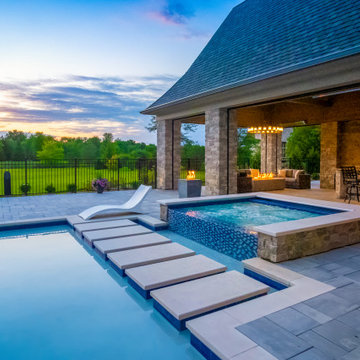 St. Charles Swimming Pool and Hot Tub with Floating Steps
