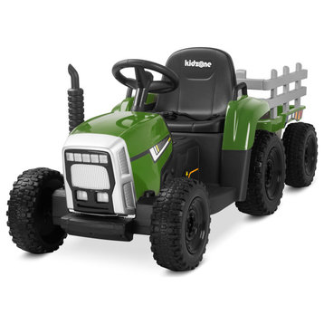 Kidzone 12V 7AH Kids Ride On Electric Tractor W/ Bluetooth, Dark Green