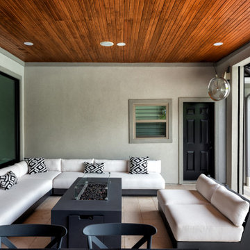 Custom Poolside Freestanding Arbor with Retractable Screens & Outdoor Kitchen
