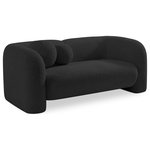Meridian Furniture - Emory Boucle Fabric Upholstered Upholstered Loveseat, Black - The Emory Loveseat draped in the rich black boucle fabric is a sight to behold. Its captivating elegance is matched only by its comfort, making it the epitome of style and relaxation. The texture of the fabric adds depth and dimension to the loveseat, making it a stunning addition to any room. With its sleek design and cozy feel, the Emory Loveseat is the perfect place to unwind and indulge in a moment of pure luxury.