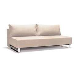 "Innovation" Supremax Sleek Excess Lounger | Natural Khaki Sofa / Chrome Legs - Sofas