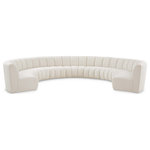 Meridian Furniture - Infinity Black Boucle Fabric Upholstered Arc Shaped Modular Sectional, Cream, 9-Piece, Arc-Shaped - Mix and match this Infinity boucle fabric modular chair with other items in the Infinity collection to find the best possible seating solution for your gang. Rich cream boucle fabric feels welcoming and soft to the skin, so you stay seated comfortably for the big game or while watching your favorite programs. Deep channel tufting adds to the longevity and durability of this modular chair while giving it texture.