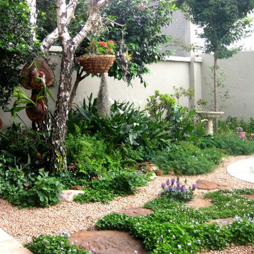 Small split level, Oriental inspired garden