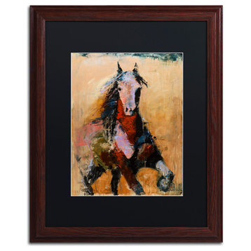 Joarez 'Golden Horse' Framed Art, Wood Frame, 16"x20", Black Matte