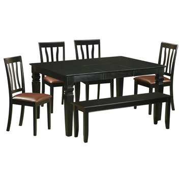 6-Piece Kitchen Nook Dining Set, Table and 4 Dining Chairs and Bench