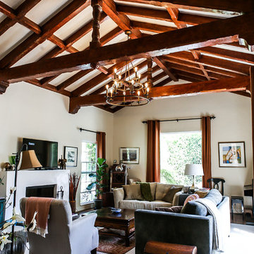 Exposed beam living room