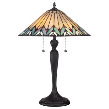Luxury Craftsman Tiffany Table Lamp,  Bronze, UQL7036