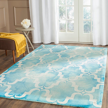 Safavieh Dip Dye Ddy536D Turquoise, Ivory Area Rug, 6'x9'