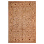 Bareens Designer Rugs - Shabby Chic Ziegler Colene Gray Gold Hand-Knotted Wool Rug - 7'10'' x 9'9'' - Enhance the ambiance of your home with this magnificent Persian-influenced Turkish hand-knotted rug made by skilled artisans capable of creating the most exceptional vegetable dyes and hand-spun wool. This exquisite handmade rug is a one-of-a-kind Peshawar Kafkaz, otherwise identified as Chobi, Chobi Peshawar, Oushak, or Ziegler rug. These handmade rugs are crafted in Pakistan utilizing superior-quality wool imported from Australia, New Zealand, and Korea in two types of weaves: the Persian weave and the Mori weave. This rug is meticulously crafted by hand using the finest natural vegetable dyes extracted from local plants. The artisans use a blend of hand-spun local and fine merino wool, resulting in a rug with a compelling texture, higher lanolin content, and longer staple. The artisans occasionally incorporate natural or artificial silk into the pile to enhance specific motifs. The finished product is an awe-inspiring execution of flawless design and an understated palette that exudes elegance.