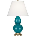 Robert Abbey - Robert Abbey 1771X Small Double Gourd - One Light Table Lamp - Shade Included: TRUE  Cord Color: SilverSmall Double Gourd One Light Table Lamp Peacock Glazed Pearl Dupoini Fabric Shade *UL Approved: YES *Energy Star Qualified: n/a  *ADA Certified: n/a  *Number of Lights: Lamp: 1-*Wattage:150w E26 Medium Base bulb(s) *Bulb Included:No *Bulb Type:E26 Medium Base *Finish Type:Peacock Glazed