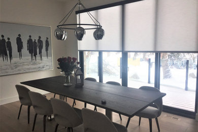 Example of a mid-sized transitional kitchen/dining room combo design in Edmonton