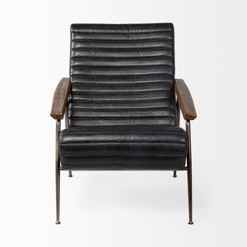 Grosjean Brown Genuine Leather w/ Dark Brown Frame, Accent Chair