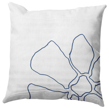 Petal Lines Decorative Throw Pillow, Blue/White, 26x26"